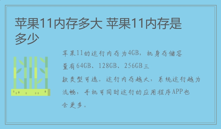 苹果11内存多大,苹果11内存是多少