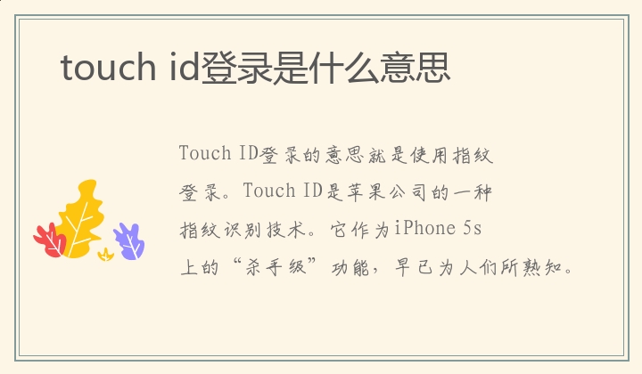 touch,id登录是什么意思