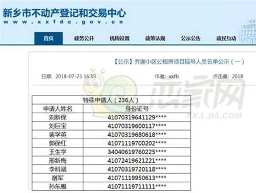 乔榭公租房摇号名单 