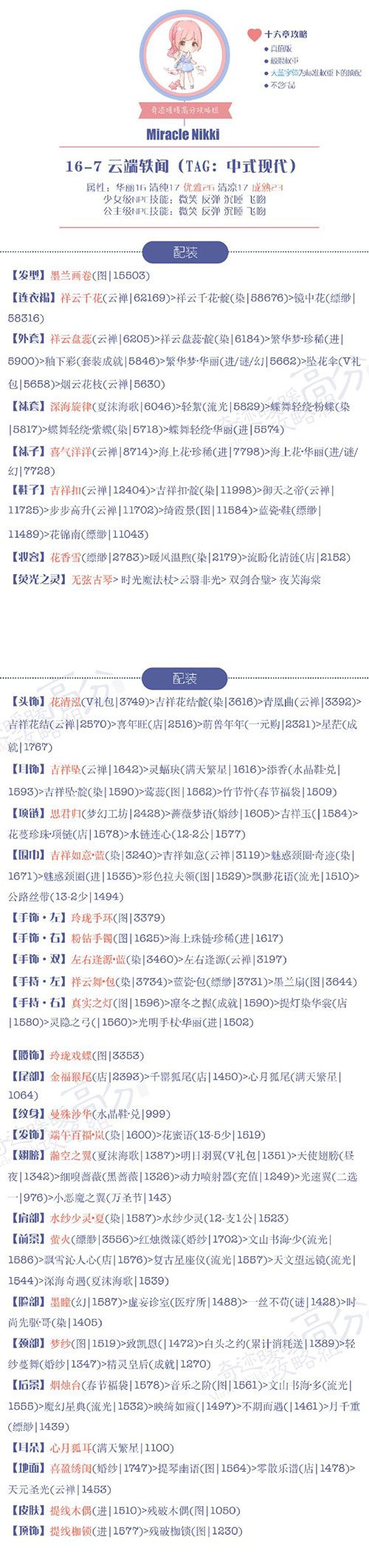 奇迹暖暖公主级16_7S攻略_奇迹暖暖公主级云端轶闻S攻略