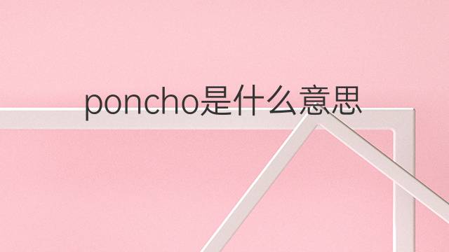 poncho是什么意思 poncho的翻译、读音、例句、中文解释