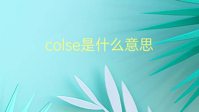 colse是什么意思 colse的翻译、读音、例句、中文解释