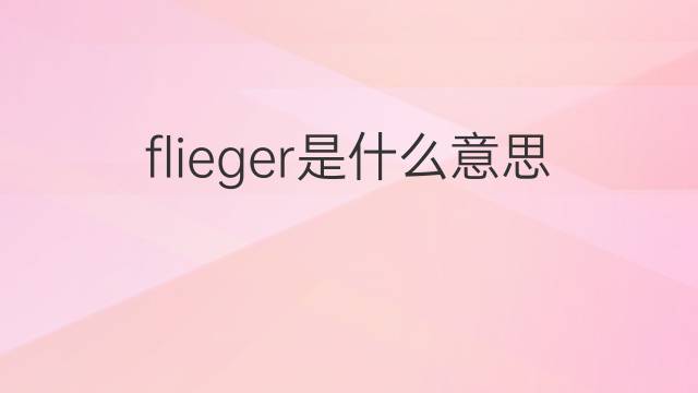 flieger是什么意思 flieger的翻译、读音、例句、中文解释