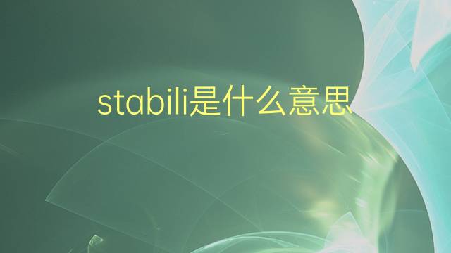 stabili是什么意思 stabili的翻译、读音、例句、中文解释