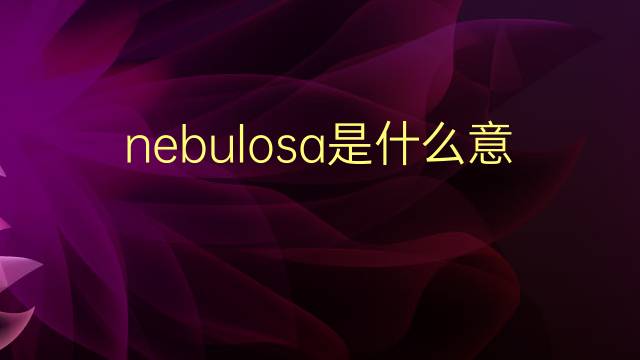 nebulosa是什么意思 nebulosa的翻译、读音、例句、中文解释