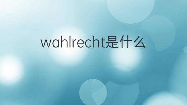 wahlrecht是什么意思 wahlrecht的翻译、读音、例句、中文解释