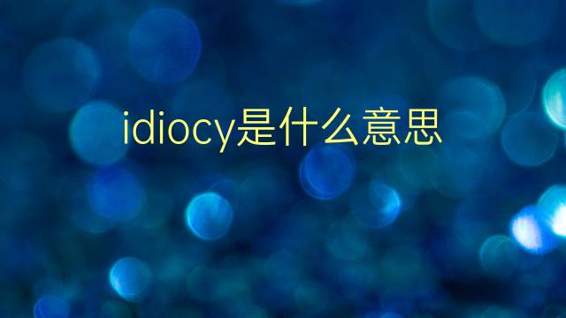 idiocy是什么意思 idiocy的翻译、读音、例句、中文解释