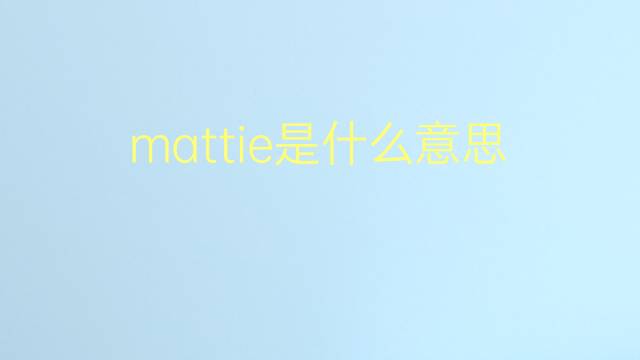 mattie是什么意思 mattie的翻译、读音、例句、中文解释