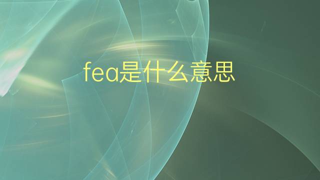 fea是什么意思 fea的翻译、读音、例句、中文解释