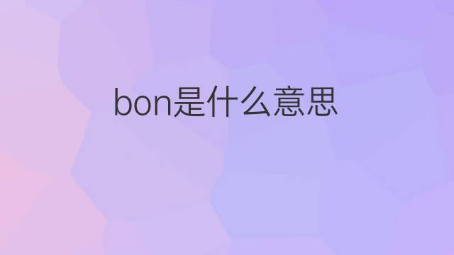 bon是什么意思 bon的翻译、读音、例句、中文解释