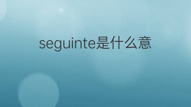 seguinte是什么意思 seguinte的翻译、读音、例句、中文解释