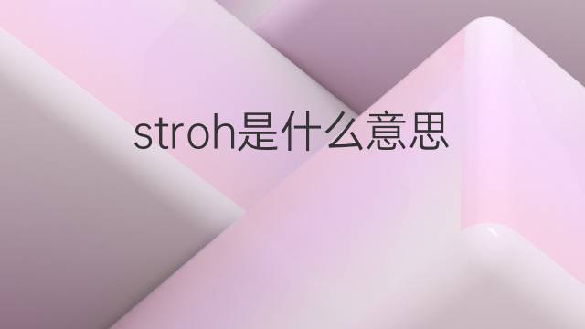 stroh是什么意思 stroh的翻译、读音、例句、中文解释