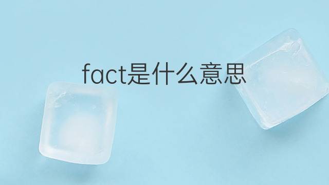 fact是什么意思 fact的翻译、读音、例句、中文解释