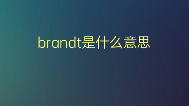 brandt是什么意思 brandt的翻译、读音、例句、中文解释