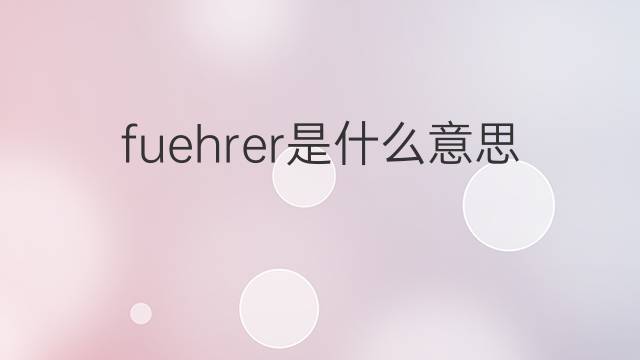 fuehrer是什么意思 fuehrer的翻译、读音、例句、中文解释