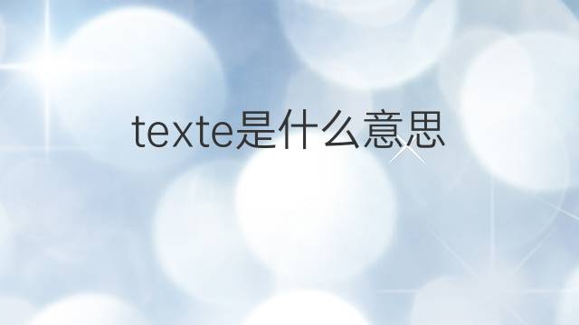 texte是什么意思 texte的翻译、读音、例句、中文解释