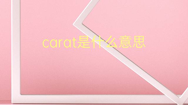 carat是什么意思 carat的翻译、读音、例句、中文解释