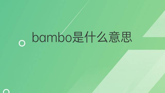 bambo是什么意思 bambo的翻译、读音、例句、中文解释