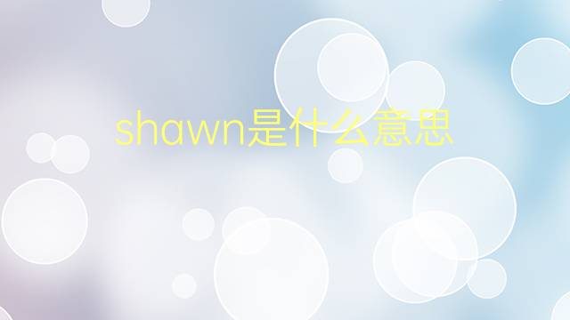 shawn是什么意思 shawn的翻译、读音、例句、中文解释