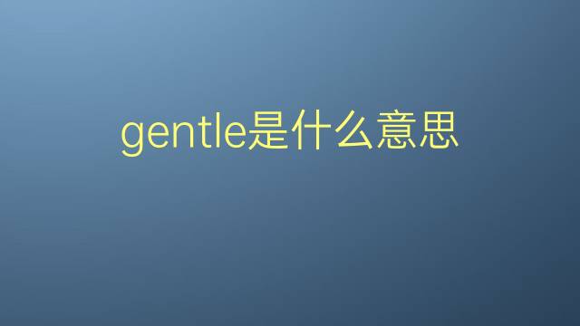 gentle是什么意思 gentle的翻译、读音、例句、中文解释