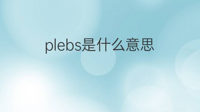 plebs是什么意思 plebs的翻译、读音、例句、中文解释