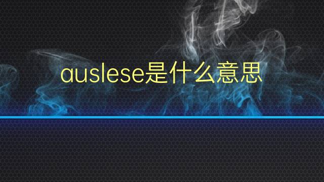 auslese是什么意思 auslese的翻译、读音、例句、中文解释