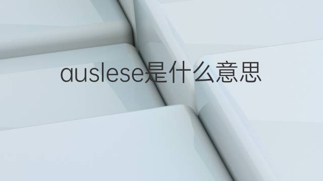 auslese是什么意思 auslese的翻译、读音、例句、中文解释