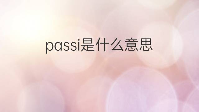 passi是什么意思 passi的翻译、读音、例句、中文解释