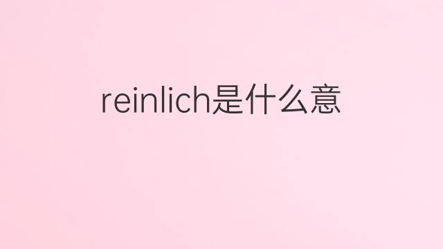 reinlich是什么意思 reinlich的翻译、读音、例句、中文解释