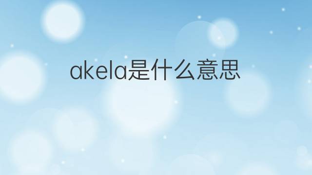 akela是什么意思 akela的翻译、读音、例句、中文解释