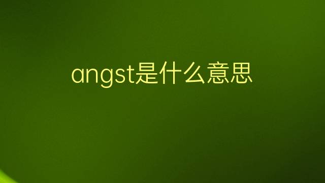 angst是什么意思 angst的翻译、读音、例句、中文解释