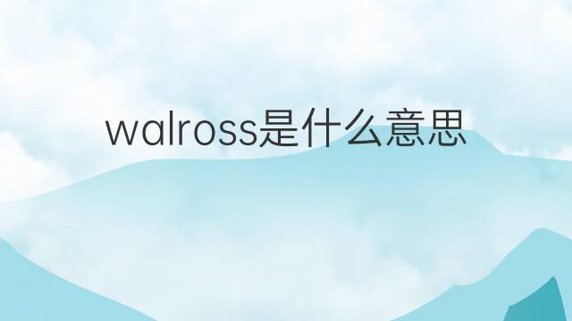 walross是什么意思 walross的翻译、读音、例句、中文解释