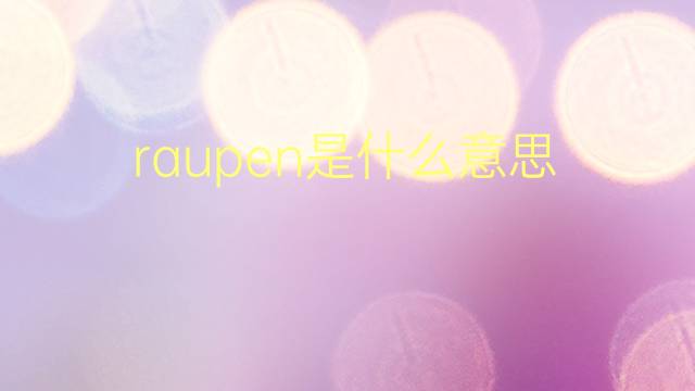 raupen是什么意思 raupen的翻译、读音、例句、中文解释