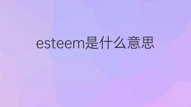 esteem是什么意思 esteem的翻译、读音、例句、中文解释