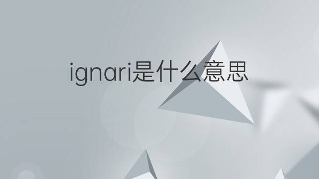 ignari是什么意思 ignari的翻译、读音、例句、中文解释