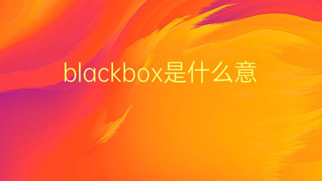 blackbox是什么意思 blackbox的翻译、读音、例句、中文解释