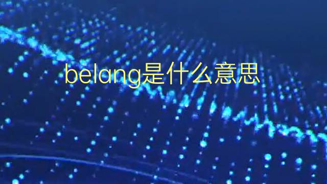 belang是什么意思 belang的翻译、读音、例句、中文解释