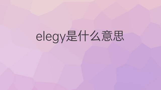 elegy是什么意思 elegy的翻译、读音、例句、中文解释