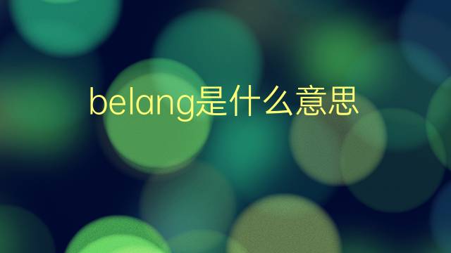 belang是什么意思 belang的翻译、读音、例句、中文解释