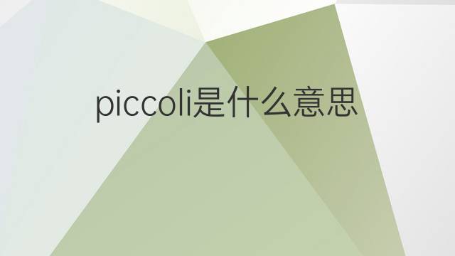 piccoli是什么意思 piccoli的翻译、读音、例句、中文解释