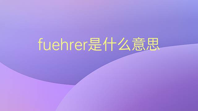 fuehrer是什么意思 fuehrer的翻译、读音、例句、中文解释