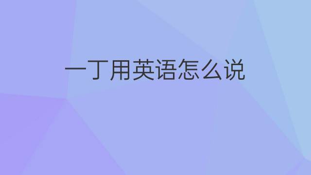 一丁用英语怎么说 一丁的英语翻译