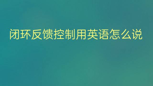 闭环反馈控制用英语怎么说 闭环反馈控制英语翻译