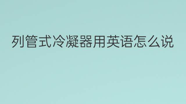 列管式冷凝器用英语怎么说 列管式冷凝器英语翻译