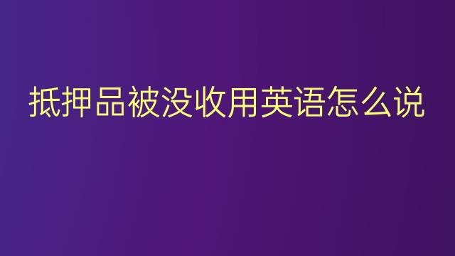 抵押品被没收用英语怎么说 抵押品被没收英语翻译