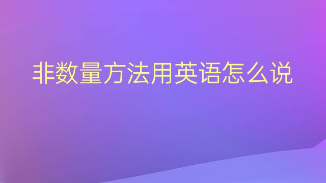 非数量方法用英语怎么说 非数量方法英语翻译