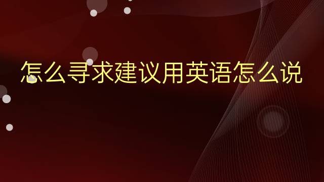 怎么寻求建议用英语怎么说 怎么寻求建议英语翻译