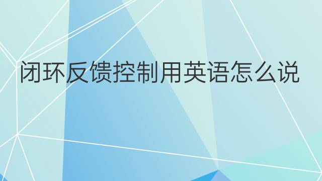 闭环反馈控制用英语怎么说 闭环反馈控制英语翻译