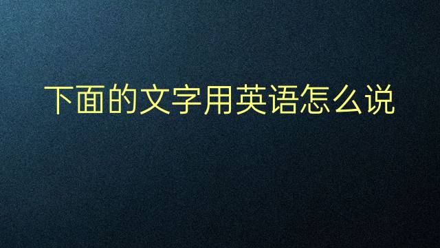 下面的文字用英语怎么说 下面的文字英语翻译