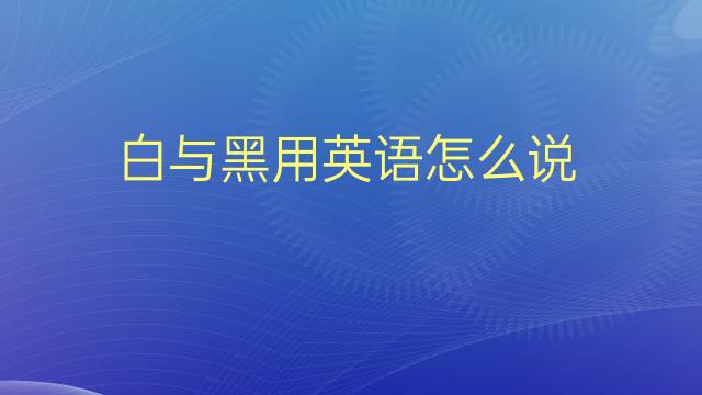 白与黑用英语怎么说 白与黑的英语翻译